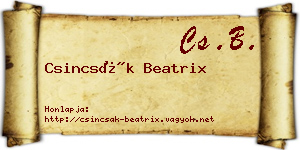 Csincsák Beatrix névjegykártya