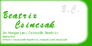 beatrix csincsak business card